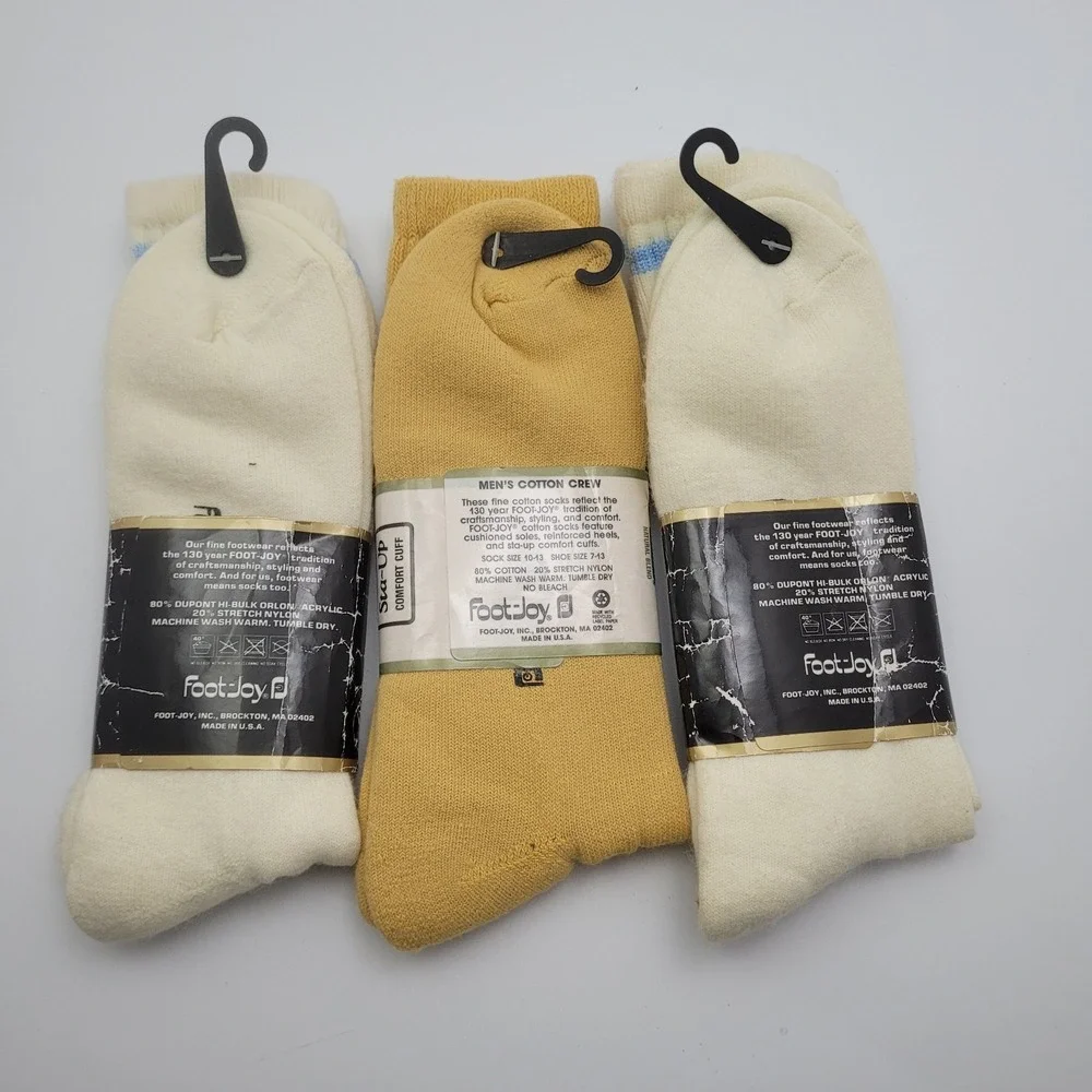NEW VTG Foot Joy Golf Socks Mens Sock Size 10-13 USA Made NOS Lot Of 3 Pairs